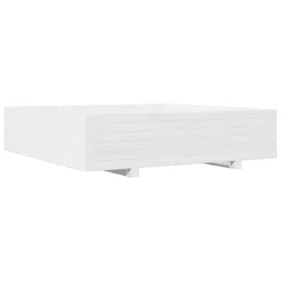 vidaXL Vrtno cvetlično korito belo 100x100x26,5 cm trdna borovina