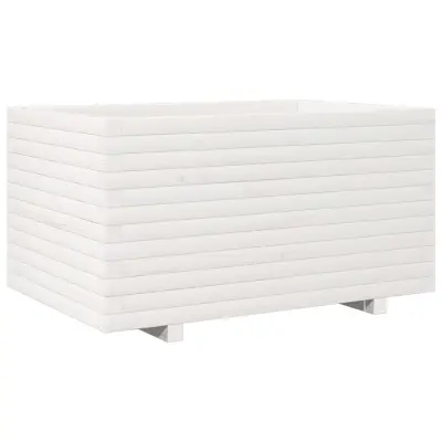 vidaXL Vrtno cvetlično korito belo 90x60x49,5 cm trdna borovina