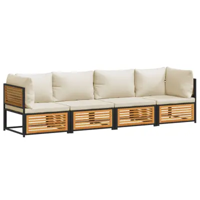 vidaXL Vrtna sedežna garnitura 4-delna z blazinami trden akacijev les