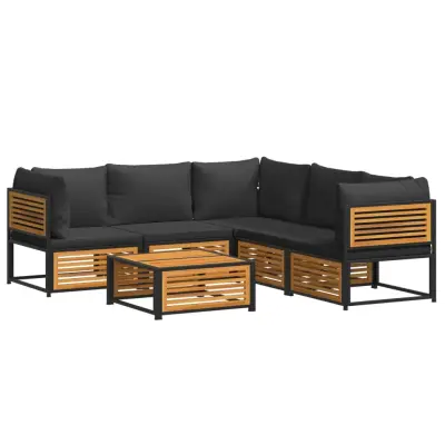 vidaXL Vrtna sedežna garnitura 6-delna z blazinami trden akacijev les