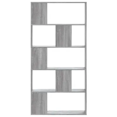 vidaXL Knjižna omara 5-nadstropna siva sonoma 80,5x23,5x162,5 cm