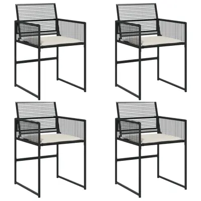 vidaXL Vrtni stoli z blazinami 4 kosi črn poli ratan