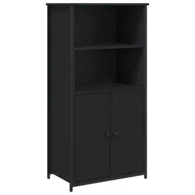vidaXL Visoka omara črna 62x36x121,5 cm inženirski les
