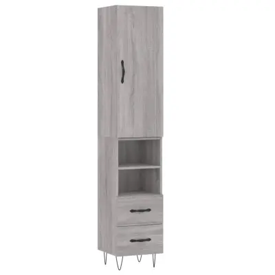 vidaXL Visoka omara siva sonoma 34,5x34x180 cm inženirski les
