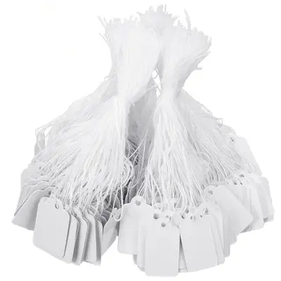 Papirnate nalepke/ceniki za 100 kosov z vrvico White 2,4 x 1,4 cm