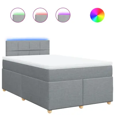 vidaXL Box spring postelja z vzmetnico svetlo siva 120x200 cm blago