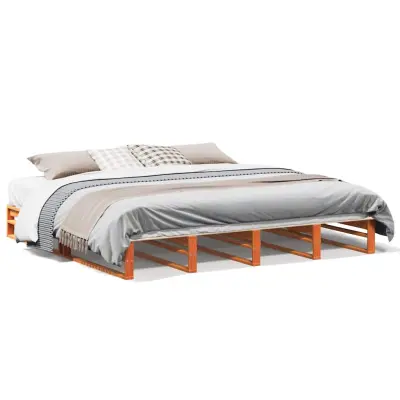 vidaXL Posteljni okvir brez vzmetnice vošč. rjav 180x200 cm borovina