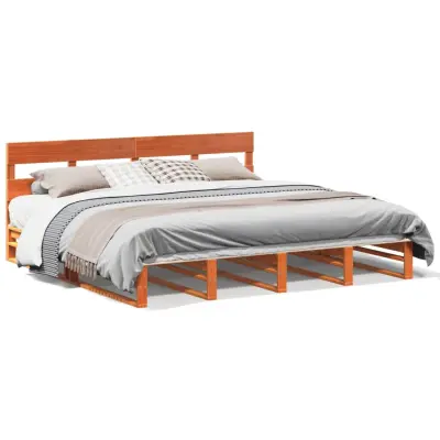 vidaXL Posteljni okvir brez vzmetnice vošč. rjav 180x200 cm borovina