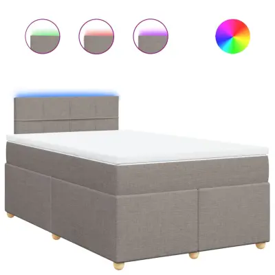 vidaXL Box spring postelja z vzmetnico taupe 120x200 cm blago