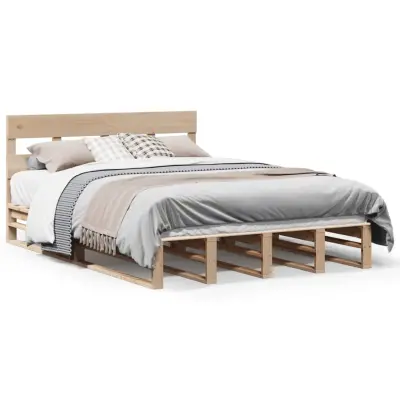 vidaXL Posteljni okvir brez vzmetnice 140x190 cm trdna borovina