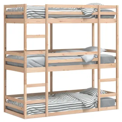 vidaXL Trojni pograd 90x190 cm trdna borovina