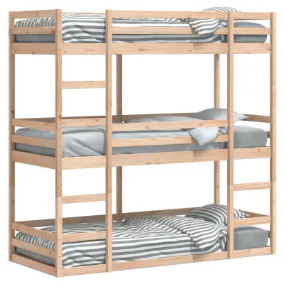 vidaXL Trojni pograd 75x190 cm trdna borovina