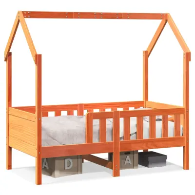 vidaXL Otroški posteljni okvir voščeno rjav 70x140 cm trdna borovina