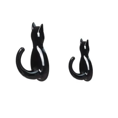 Stenske kljuke Cat Tail (2 paketa) Black