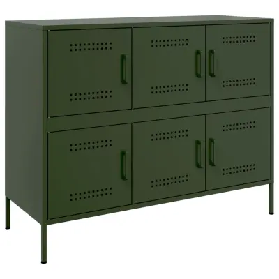 vidaXL Komoda olivno zelena 100,5x39x79 cm jeklo
