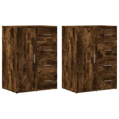 vidaXL Komoda 2 kosa dimljeni hrast 59x39x80 cm inženirski les