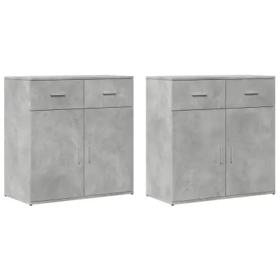 vidaXL Komoda 2 kosa betonsko siva 79x38x80 cm inženirski les