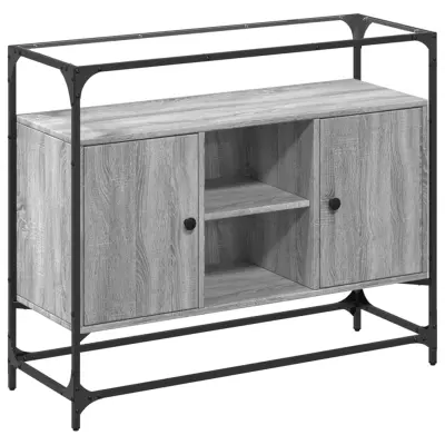 vidaXL Komoda s stekleno ploščo siva sonoma 98x35x81 cm inženirski les