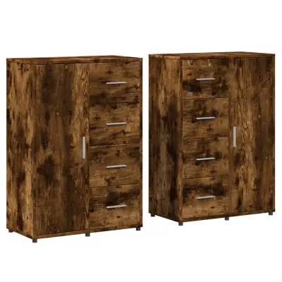 vidaXL Komoda 2 kosa dimljeni hrast 60x31x84 cm inženirski les