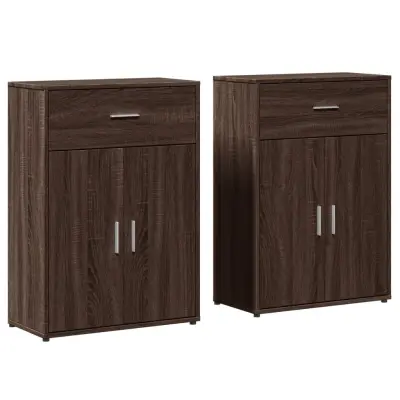 vidaXL Komoda 2 kosa rjavi hrast 60x30x84 cm inženirski les