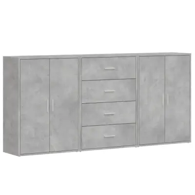 vidaXL Komoda 3 kosi betonsko siva 60x31x84 cm inženirski les