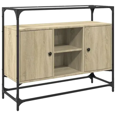 vidaXL Komoda s stekleno ploščo sonoma hrast 98x35x81cm inženirski les