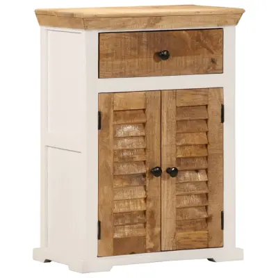 vidaXL Komoda bela in rjava 55x30x73 cm trden robusten mangov les