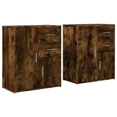 vidaXL Komoda 2 kosa dimljeni hrast 60x31x70 cm inženirski les