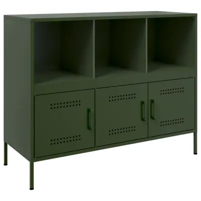 vidaXL Komoda olivno zelena 100,5x39x79 cm jeklo