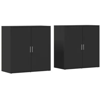vidaXL Komoda 2 kosa črna 79x38x80 cm inženirski les