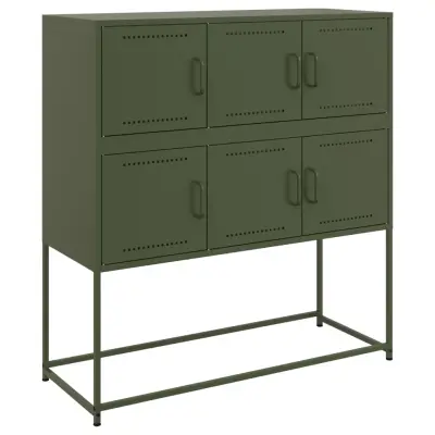 vidaXL Komoda olivno zelena 100,5x39x107 cm jeklo