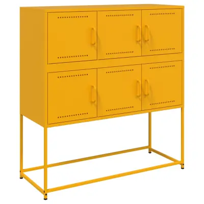 vidaXL Komoda gorčično rumena 100,5x39x107 cm jeklo
