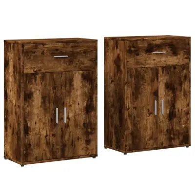 vidaXL Komoda 2 kosa dimljeni hrast 60x30x84 cm inženirski les