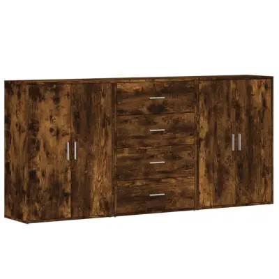 vidaXL Komoda 3 kosi dimljeni hrast 60x31x84 cm inženirski les