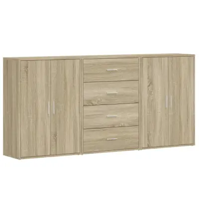 vidaXL Komoda 3 kosi sonoma hrast 60x31x84 cm inženirski les