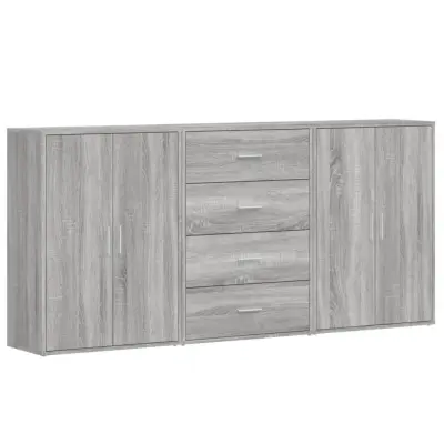 vidaXL Komoda 3 kosi siva sonoma 60x31x84 cm inženirski les