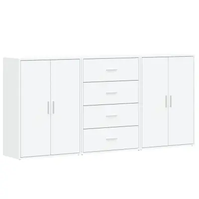 vidaXL Komoda 3 kosi bela 60x31x84 cm inženirski les