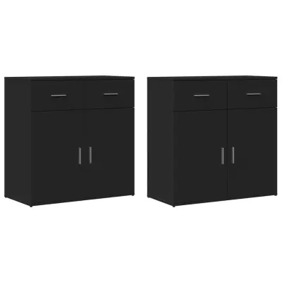 vidaXL Komoda 2 kosa črna 79x38x80 cm inženirski les