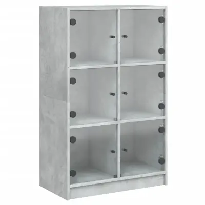 vidaXL Visoka omara z vrati betonsko siva 68x37x109 cm inženirski les