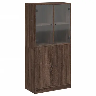 vidaXL Visoka omara z vrati rjavi hrast 68x37x142 cm inženirski les