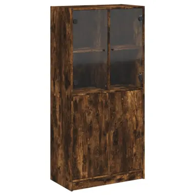 vidaXL Visoka omara z vrati dimljeni hrast 68x37x142 cm inženirski les