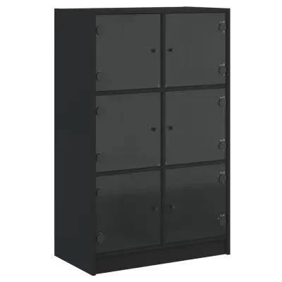 vidaXL Visoka omara z vrati črna 68x37x109 cm inženirski les