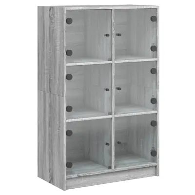 vidaXL Visoka omara z vrati siva sonoma 68x37x109 cm inženirski les