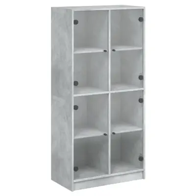 vidaXL Visoka omara z vrati betonsko siva 68x37x142 cm inženirski les