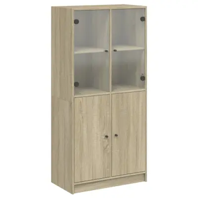 vidaXL Visoka omara z vrati sonoma hrast 68x37x142 cm inženirski les