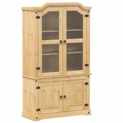 vidaXL Steklena vitrina Corona 103,5x42x180 cm trdna borovina
