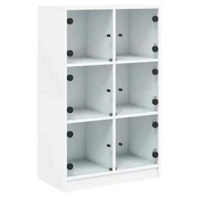 vidaXL Visoka omara z vrati bela 68x37x109 cm inženirski les