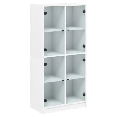 vidaXL Visoka omara z vrati bela 68x37x142 cm inženirski les