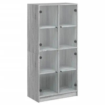 vidaXL Visoka omara z vrati siva sonoma 68x37x142 cm inženirski les