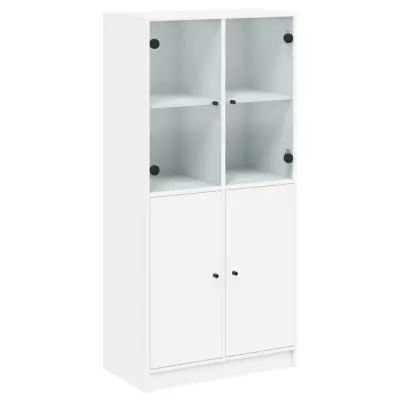 vidaXL Visoka omara z vrati bela 68x37x142 cm inženirski les